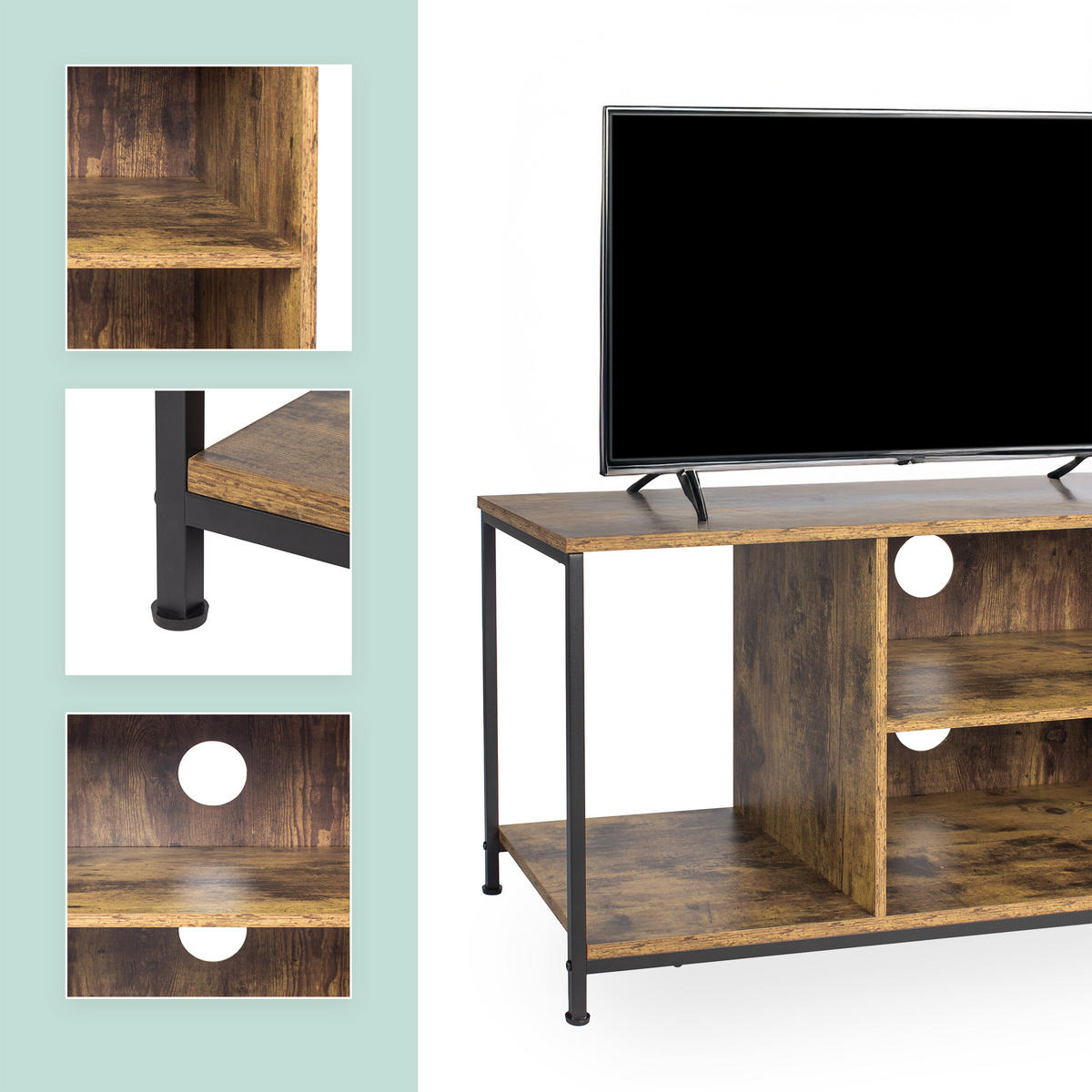 TV-LOWBOARD - Multicolor, Holzwerkstoff/Metall (120/50/40cm) - Relaxdays