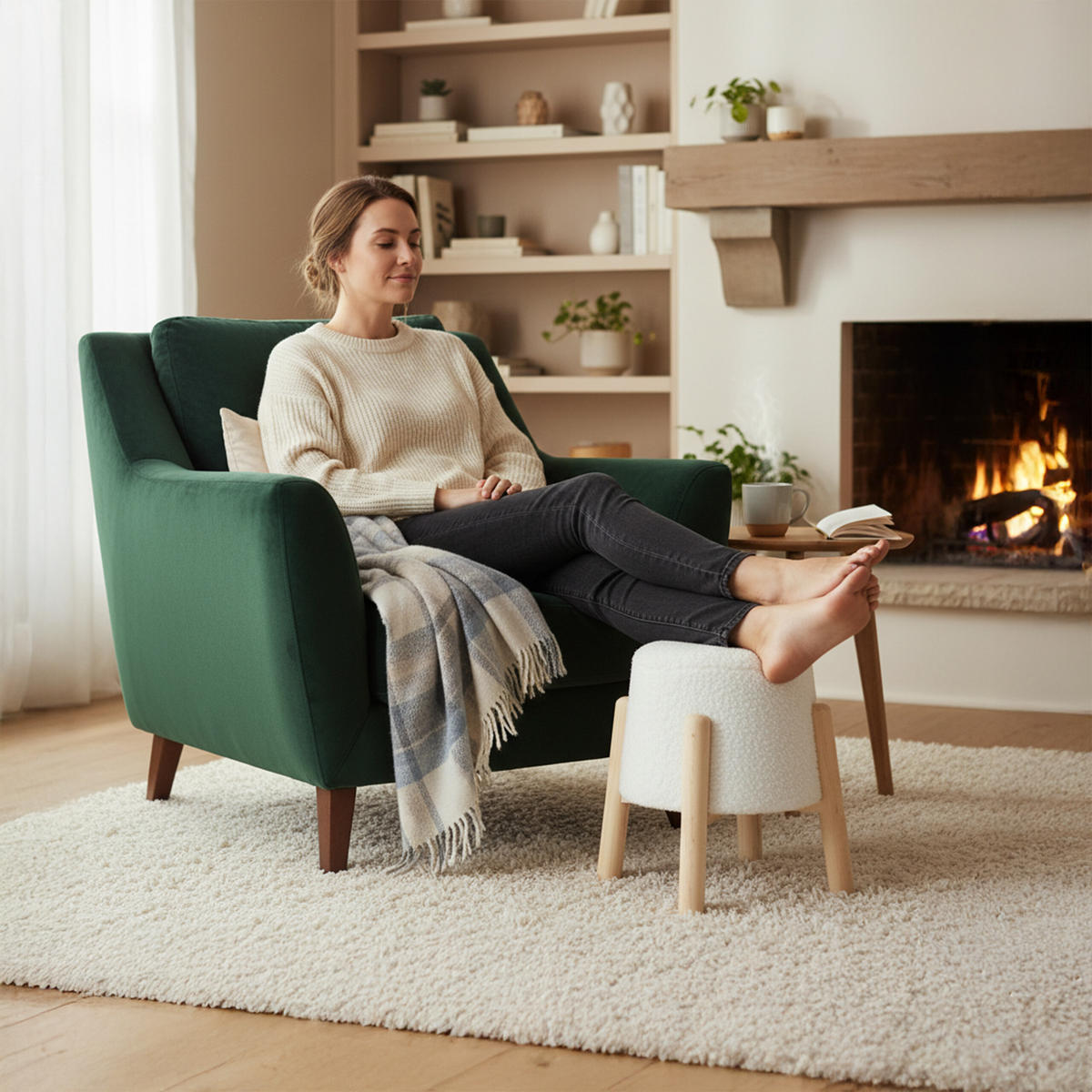 SITZHOCKER - Weiß, Holz/Holzwerkstoff (30/40/30cm) - Relaxdays