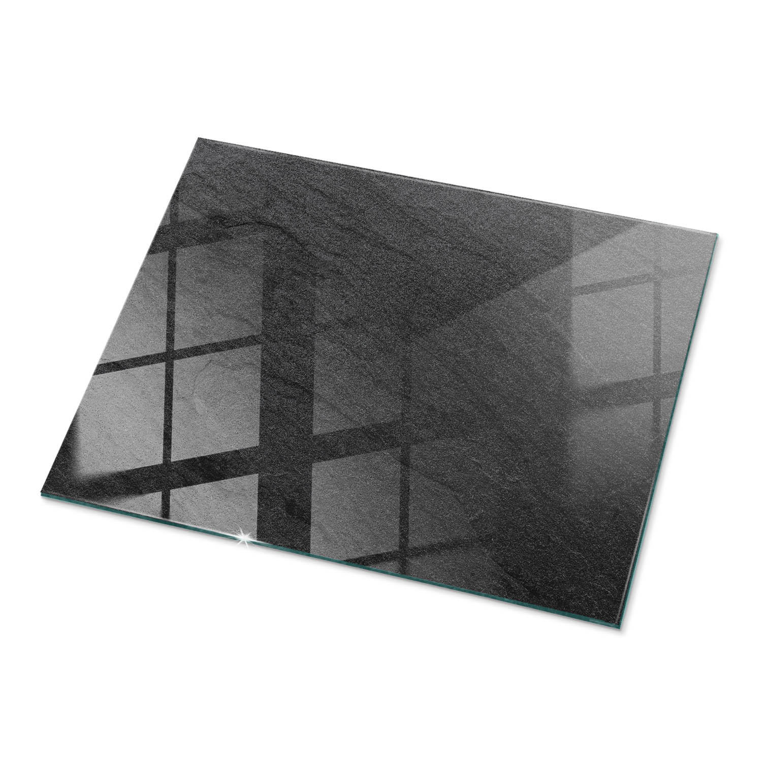 TISCHPLATTE 80x60 cm Natursteinstruktur - Dunkelgrau/Schwarz, Glas (80/60/0.4cm) - TULUP