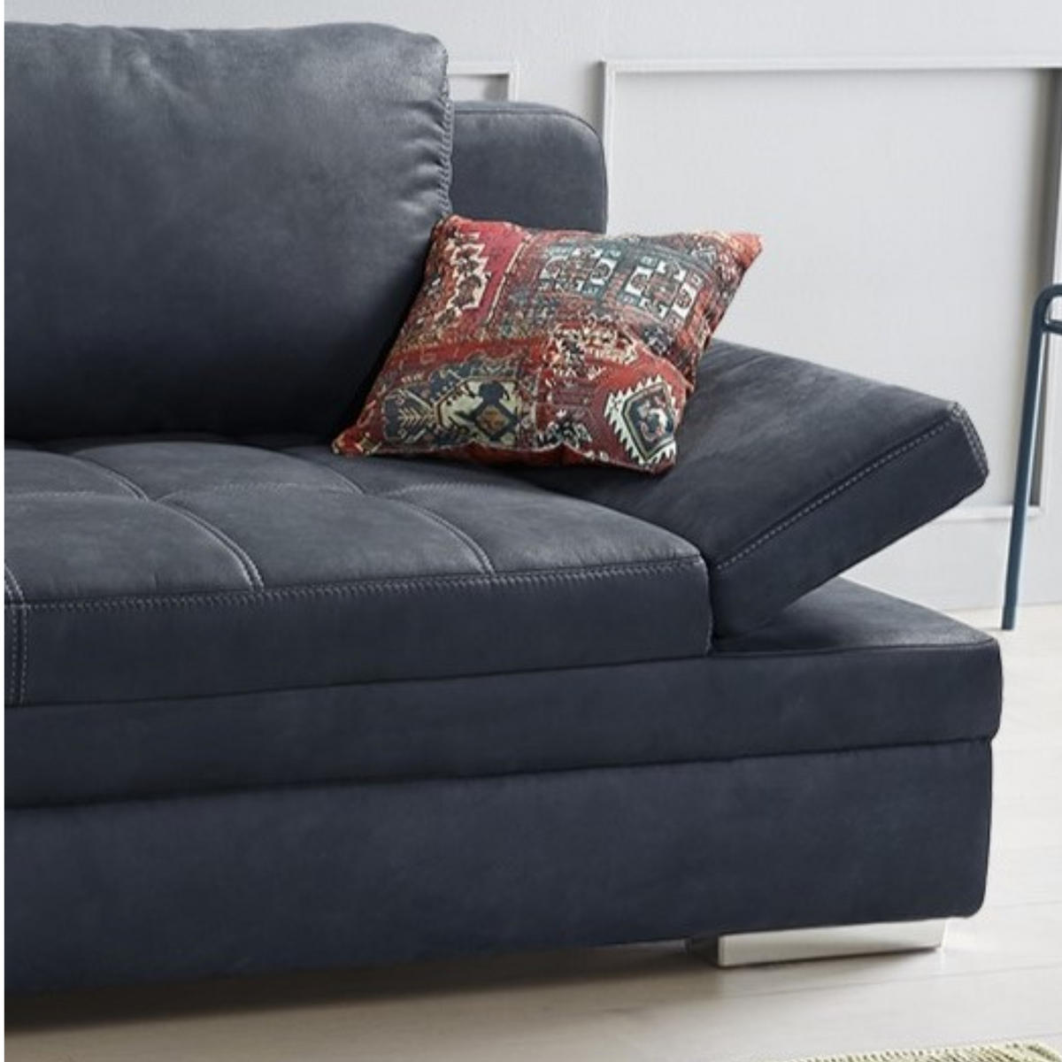 SCHLAFSOFA mit Bettkasten, Wellenfederung, Armlehnen verstellbar B200/T100/H84 cm, Liegefl.148x200 cm, Antikleder-Optik Mikrofaser Anthrazit / 15118 - Chromfarben/Anthrazit, Textil/Metall (200/84/100cm) - luma-home