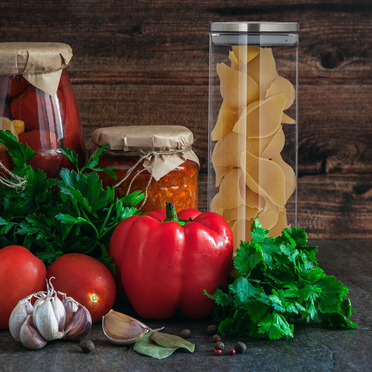 3xVORRATSGLAS - Transparent, Glas/Kunststoff (9.5/28/9.5cm) - Relaxdays