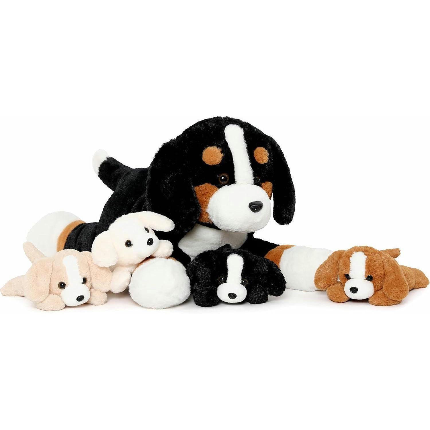 PLÜSCHTIER Berner Sennenhund 5-teiliges Set mit Babys - Multicolor, Textil (22/23cm)