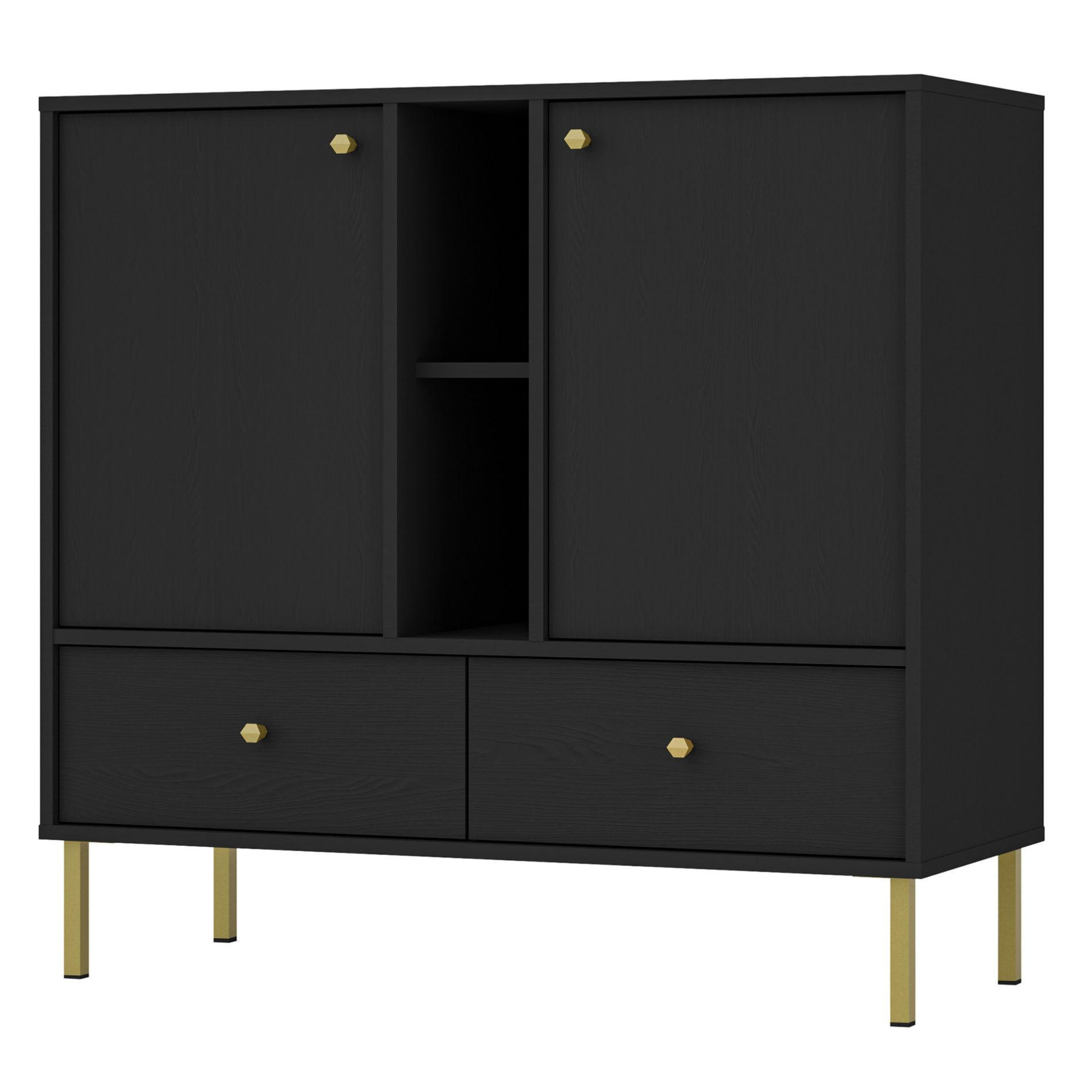 SIDEBOARD Oktio Schwarz-Graphit 100 cm - Goldfarben/Schwarz, Holzwerkstoff/Metall (100.2/95/40.8cm) - Selsey