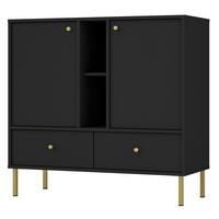SIDEBOARD Oktio Schwarz-Graphit 100 cm - Goldfarben/Schwarz, Holzwerkstoff/Metall (100.2/95/40.8cm) - Selsey