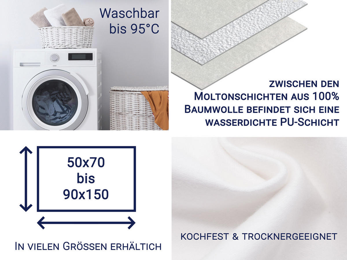 MATRATZENAUFLAGE, 60x120 cm, 100% Baumwolle, Weiß - Weiß, Textil (60/120cm) - Zollner