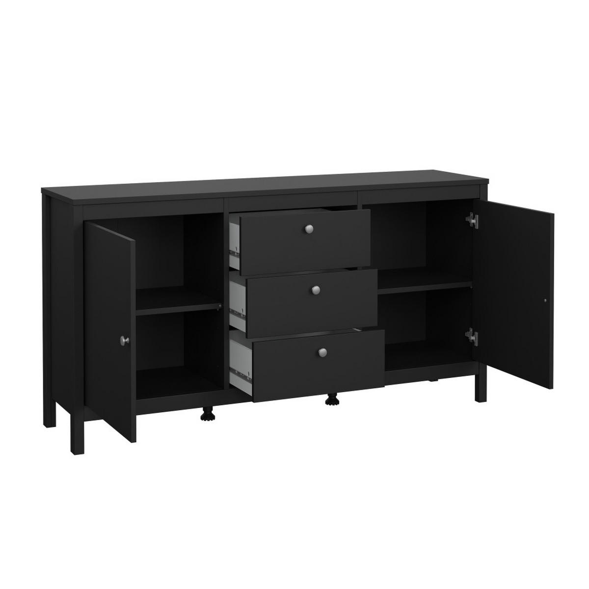 SIDEBOARD, Madrid, Schwarz, Melamin., 152 x 39 x 80 cm - Schwarz, Holzwerkstoff (152/80/39cm) - ebuy24