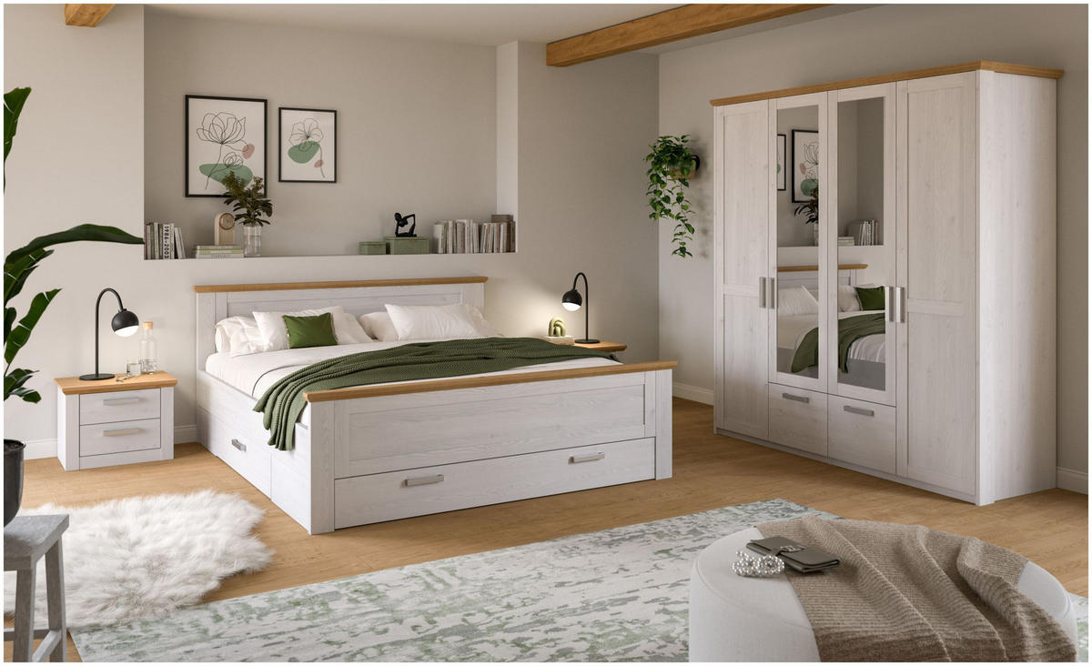 BETTANLAGE Verona Sibiu Lärche Nachbildung 5-tlg. - Lärchefarben, Holzwerkstoff - Xonox