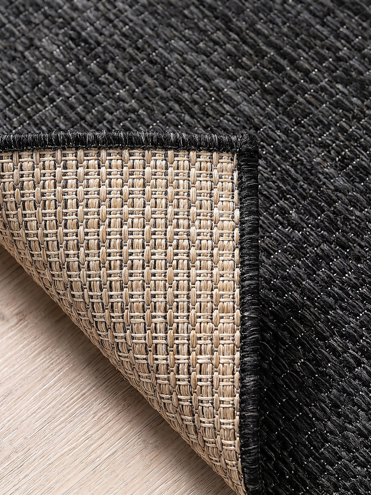 TEPPICH Flachgewebe, Outdoor, Fußbodenheizung-geeignet, VIGOLENO in Anthrazit, 280 x 370 cm - Anthrazit, Textil (280/370cm) - KADIMA DESIGN