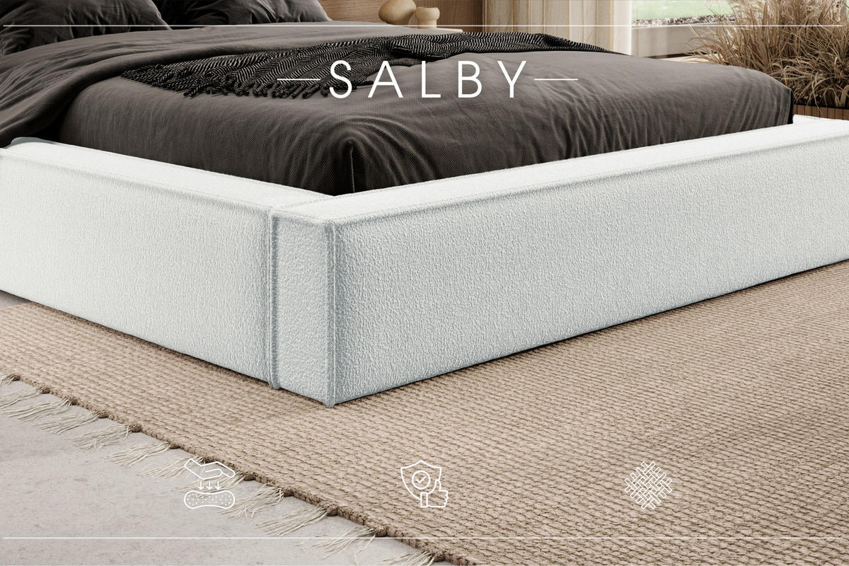 POLSTERBETT mit Bettkasten Salby 200x200 cm, Creme - Creme, Textil (200/200cm) - Meblito