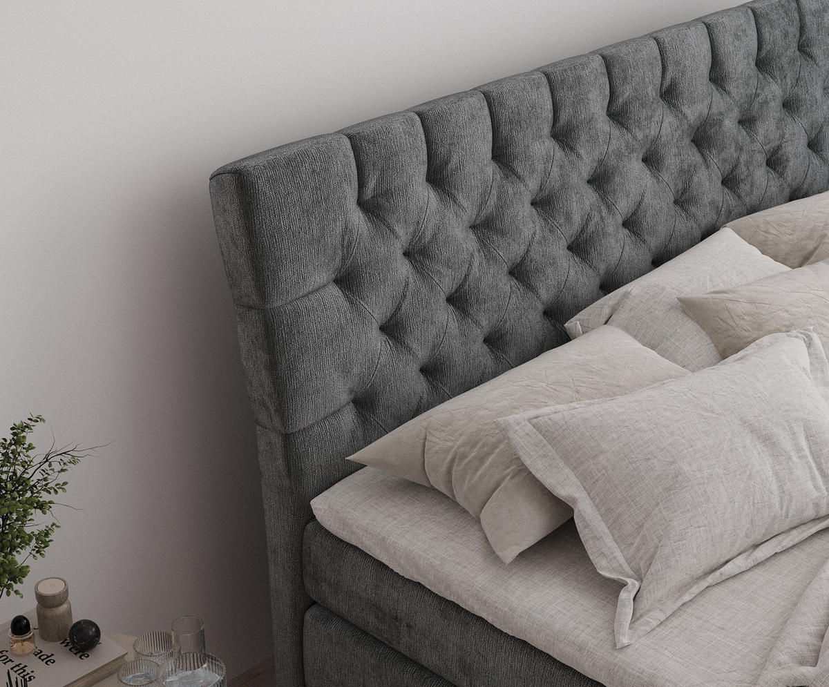 BOXSPRINGBETT Seraphine Anthrazit 180/200 cm - Anthrazit/Schwarz, Holz/Holzwerkstoff (180/200cm) - Maison de Reve