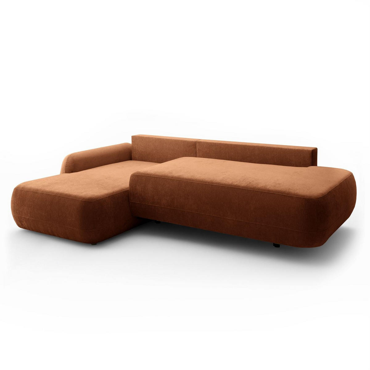 ECKSOFA GOYA mit Schlaffunktion und Bettkasten, Linke, Perfect Harmony 52 - Rotbraun, Textil (184/302cm) - Lookway