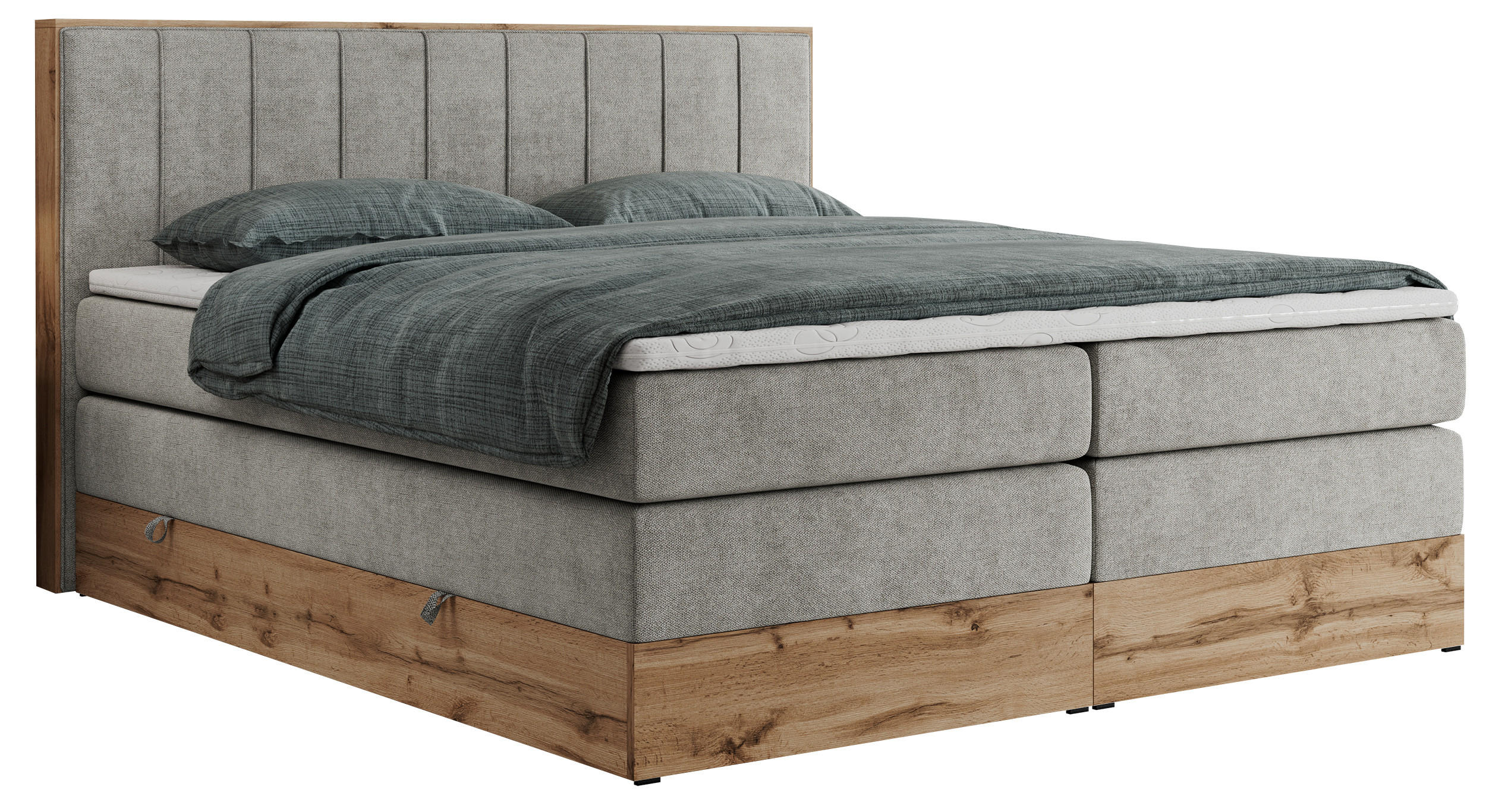 BOXSPRINGBETT BELLISSIMO KING 180/200 Hellgrau Struktur - H3 - Hellgrau, Holz/Textil (180/200cm) - MKS