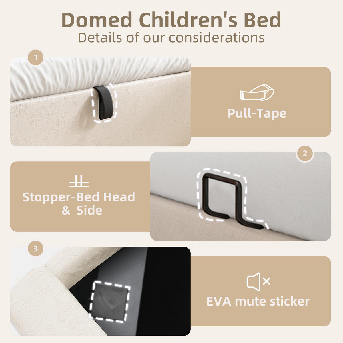 KINDER-POLSTERBETT 90/200 cm Beige aus PU mit Stauraum - Beige, Kunststoff (90/200cm) - OKMYHOME