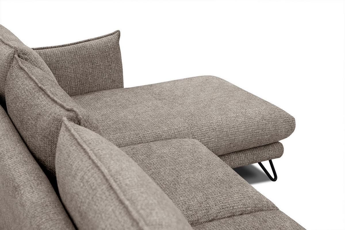 ECKSOFA HOSTEN 4-Sitzer, taupe - Taupe/Schwarz, Holzwerkstoff/Textil (269/158cm) - Courtois Laville