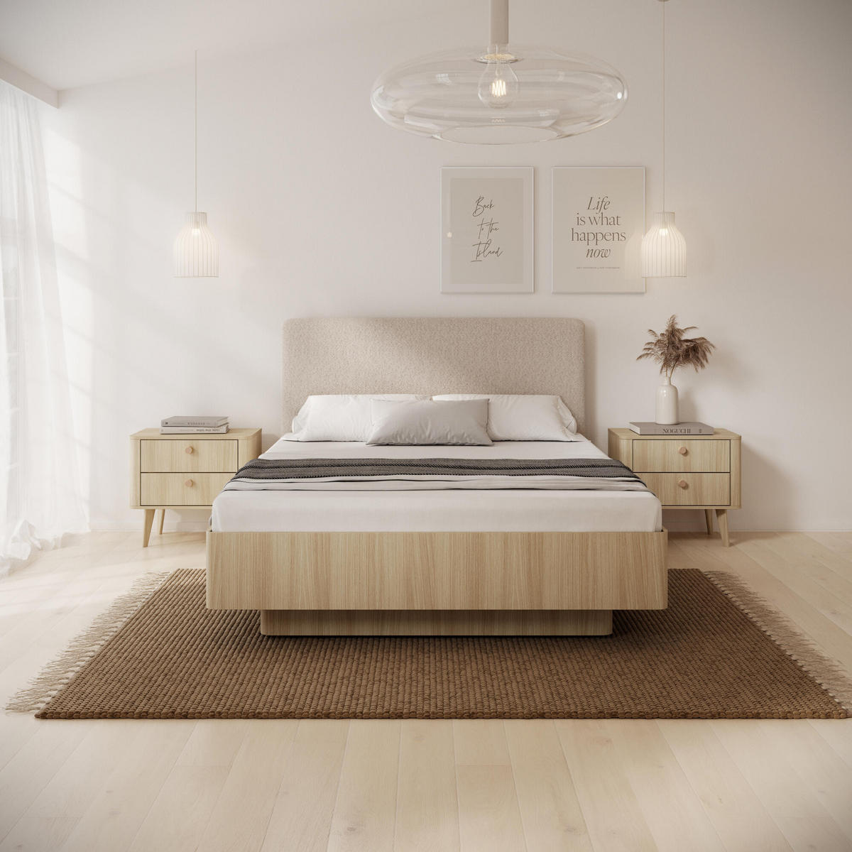 BETTGESTELL VIKI Beige 166x214x121 cm - Beige, Holzwerkstoff - FURNLUX