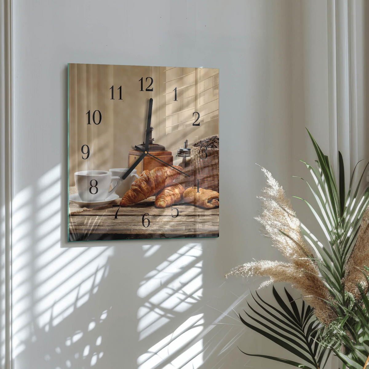 WANDUHR 30x30 cm - Croissants - Braun, Glas (30/30/0.4cm) - TULUP