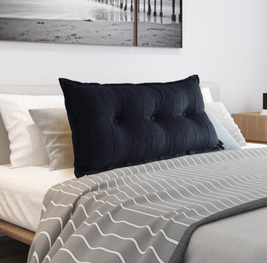 RÜCKENKISSEN Leinenlook Anthracite 100 cm - Anthrazit, Textil (45/100cm) - Vercart