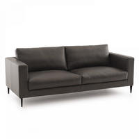 3-SITZER-SOFA, Leder, Schwarz - Schwarz, Leder (102/85/220cm) - Oviala