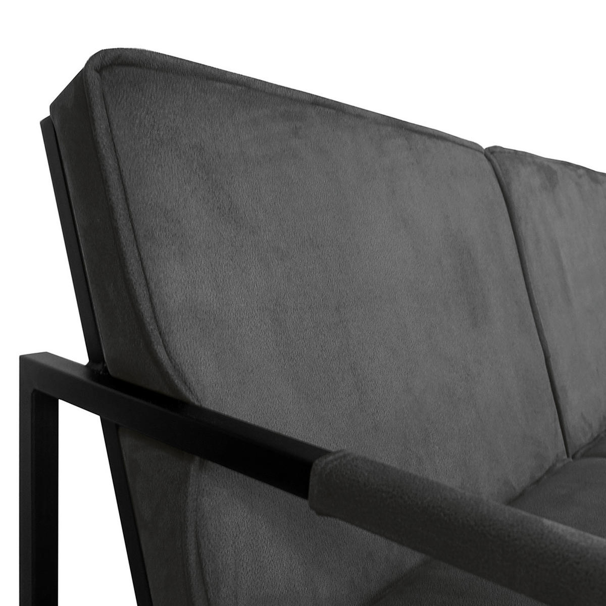 3-SITZER SOFA - Strukturstoff - Dunkelgrau, Textil/Metall (185/74/82cm) - home24