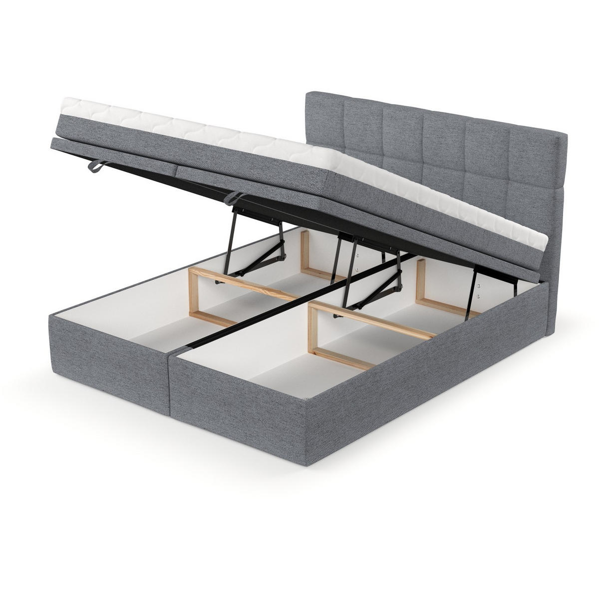 BOXBETT Elano 200/200 cm Grau im Neve Stoff - Schwarz/Grau, Holz/Holzwerkstoff (200/200cm) - AltaBeds