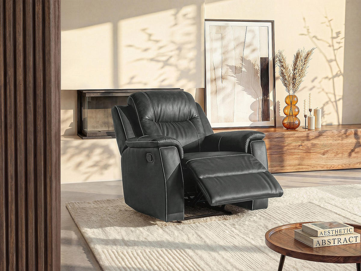 RELAXSESSEL - 1 Person - Leder - Anthrazitgrau - - Anthrazit, Leder (95/100/96cm) - Vente-Unique
