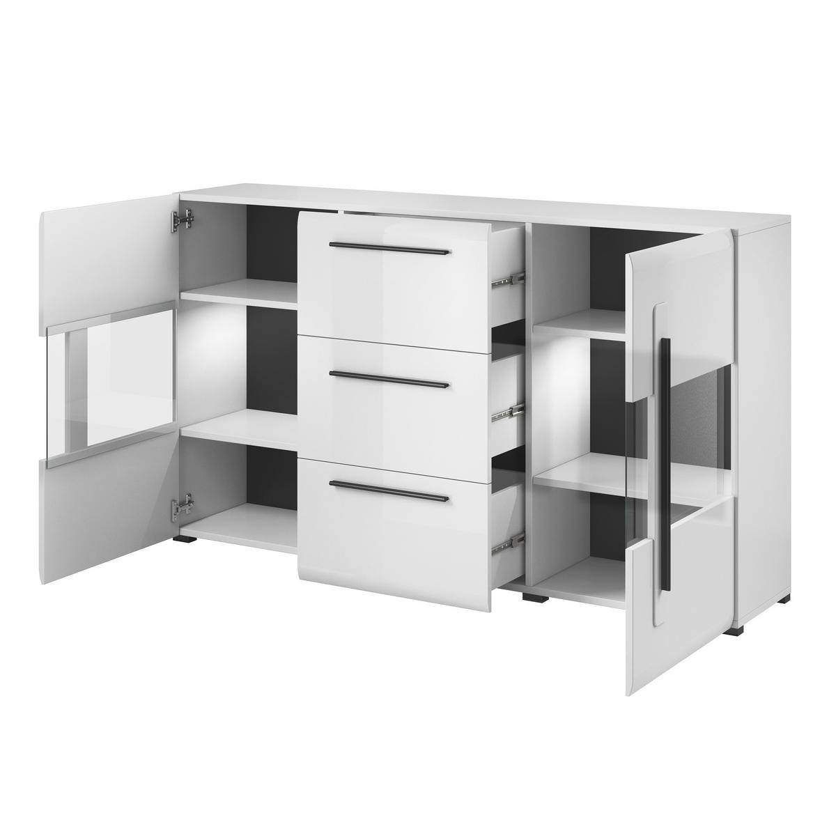 SIDEBOARD TULLIA 180/103/39 cm mit 3 Schubladen und 2 Türen Weiß - Weiß, Holzwerkstoff (180/103/39cm) - MASSENO