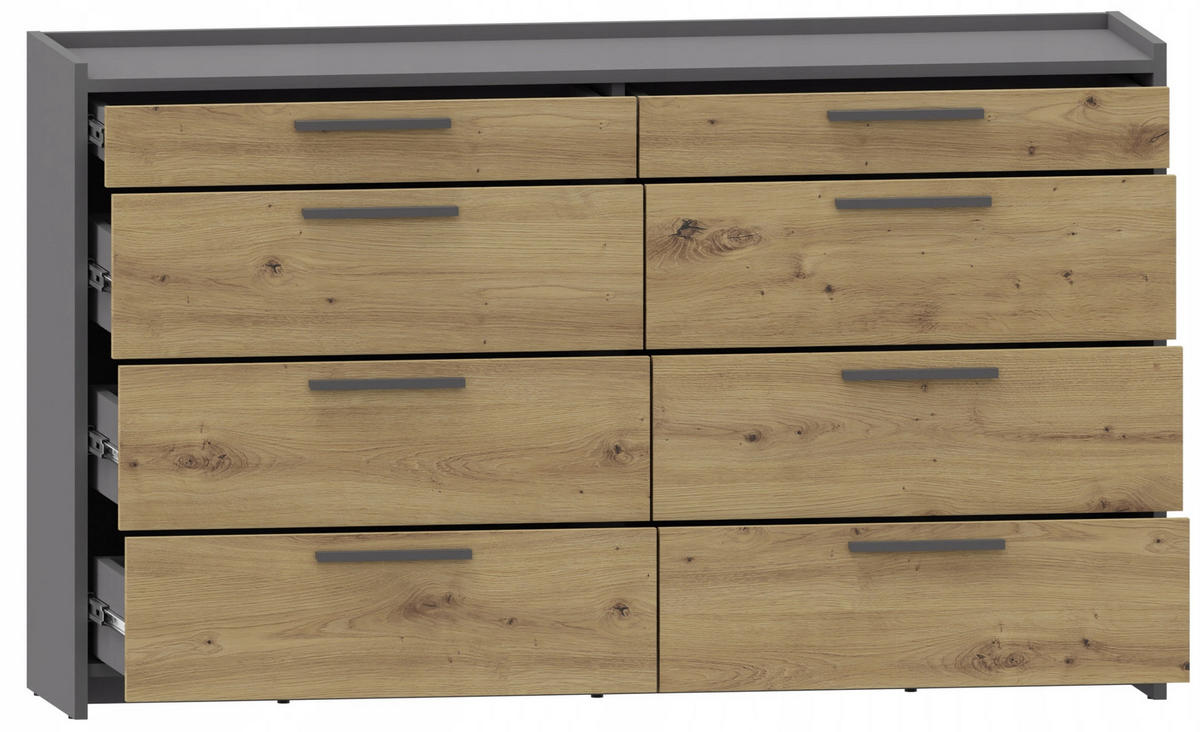 KOMMODE ALTIVO 6SW2SN Anthrazit-Artisan Eiche 134,4/35,9/80,6 cm - Anthrazit/Eiche Artisan, Holzwerkstoff (134.4/80.6/35.9cm) - Matkam Möbel