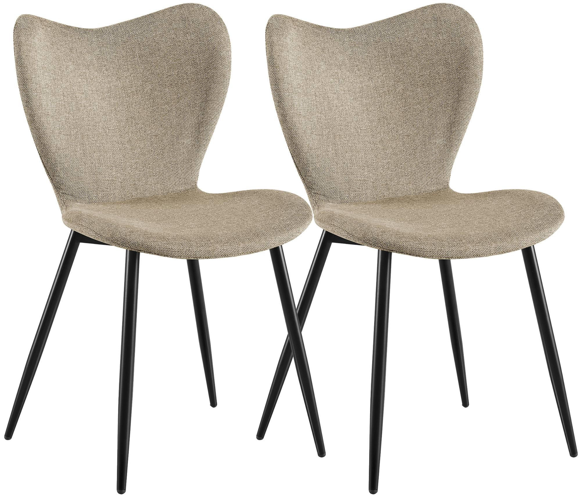 ESSZIMMERSTUHL 2 Stoff Taupe - Taupe/Schwarz, Textil/Metall (50/80/58cm) - CLP