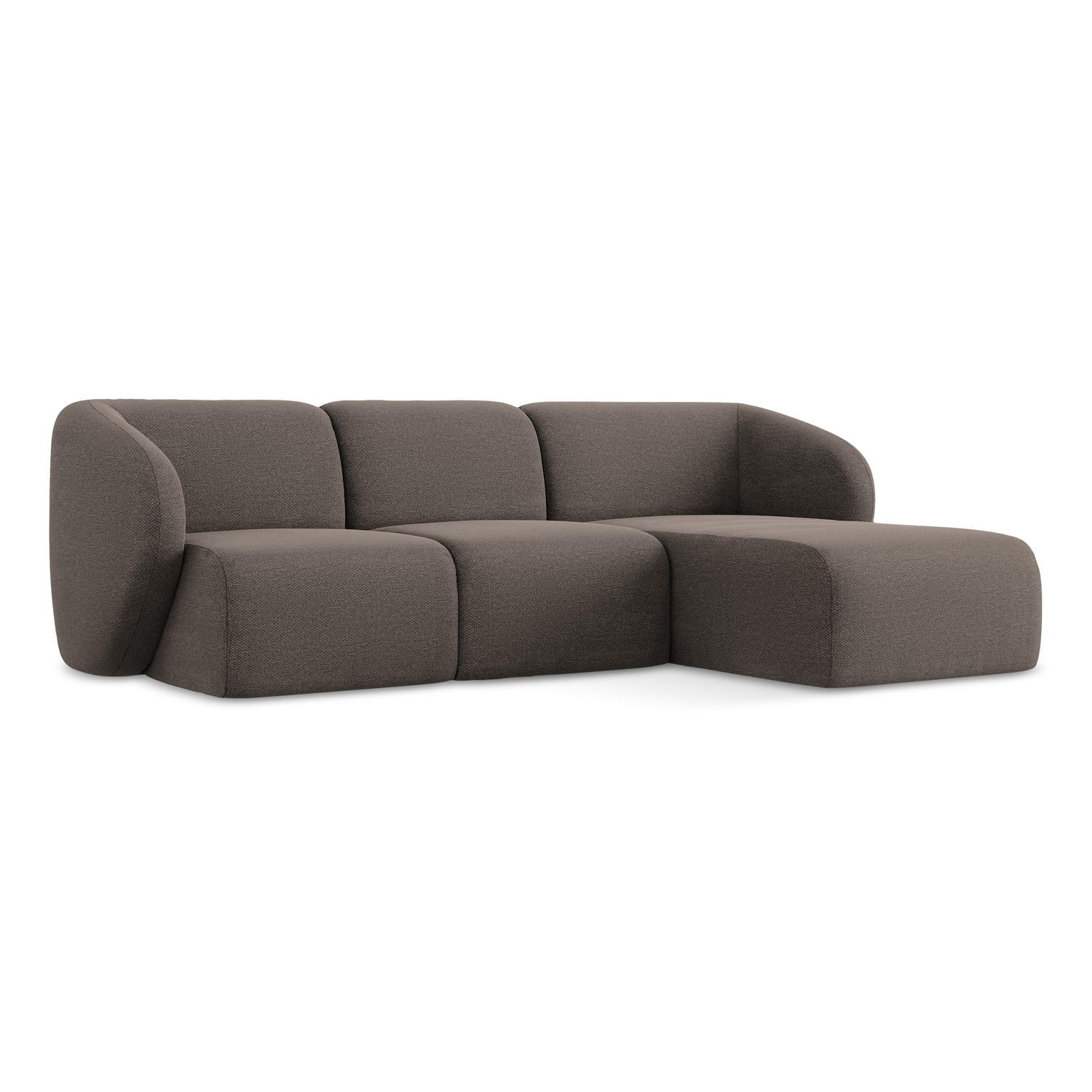 ECKSOFA Rechts Bouclé Stoff Braun - Schwarz/Mokka, Holzwerkstoff/Kunststoff (248/166cm) - LaMiaSofa