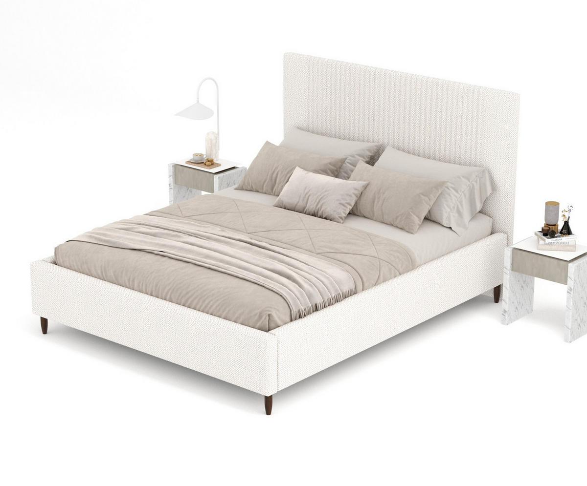 POLSTERBETT Etero Creme 140/200 cm im Chenille-Stoff - Wengefarben/Creme, Holz/Holzwerkstoff (140/200cm) - Maison de Reve
