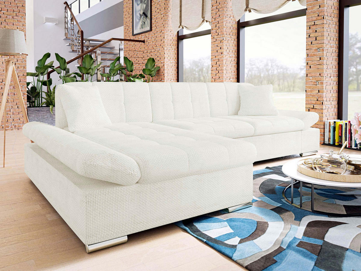 ECKSOFA Malwi, Seite: Links - Ecru, Holz/Textil (278/161cm) - MIRJAN24