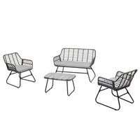 GARTENMÖBEL 4-TLG RIVIERA - Schwarz/Grau, Metall - IDIMEX