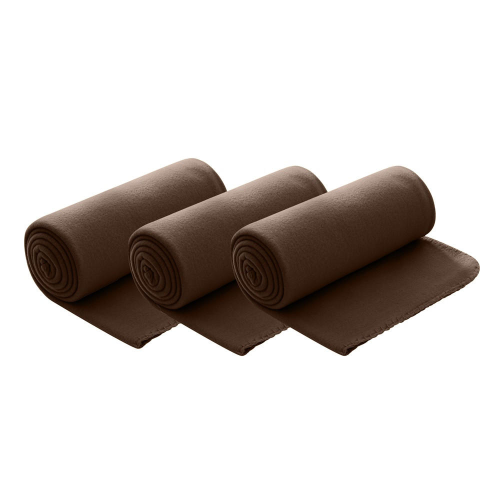 FLEECEDECKE 3er Set braun 130/160 cm Kettelrand Anti-Pilling - Braun, Textil (130/160cm) - wometo