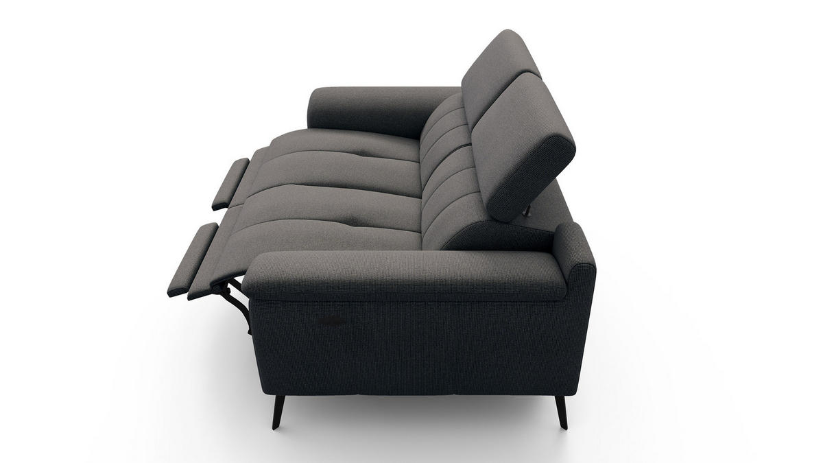 RELAXSOFA FIERO 2-Sitzer mit 2 Relaxfunktionen, dunkelgrau - Dunkelgrau/Schwarz, Holzwerkstoff/Textil (170/82/103cm) - Courtois Laville