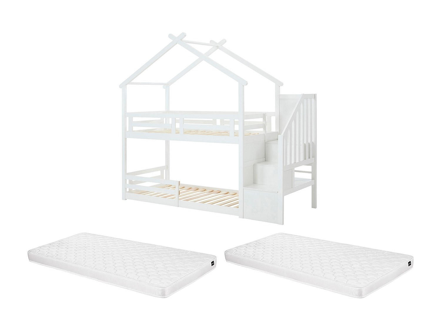 ETAGENBETT - 2 Personen - holz - weiß Talety - Weiß, Holz (90/190cm) - Vente-Unique