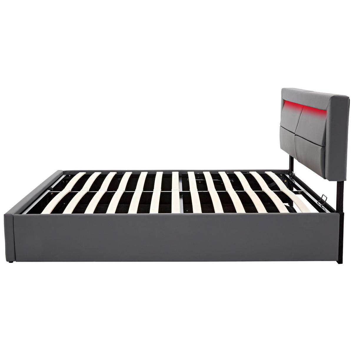 POLSTERBETT 160/200 cm Grau mit USB-Anschluss und LED-Beleuchtung - Grau, Kunststoff (160/200cm) - OKWISH