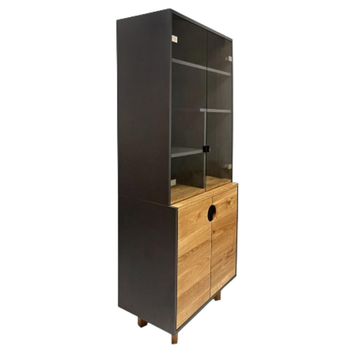 BÜCHERREGAL mit Regale Vitrine ins Wohnzimmer GRAND - Eichefarben, Holz (80/185/45cm) - Rawood Furniture