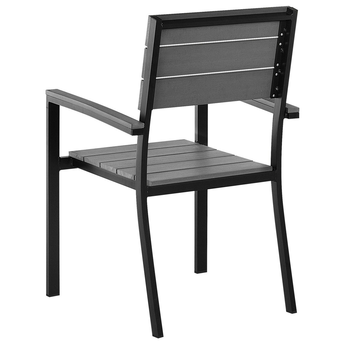 GARTENSTUHL 6er-Set Kunstholz grau/schwarz Como - Schwarz/Grau, Kunststoff (55/90/55cm) - Beliani