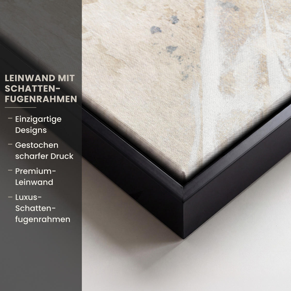 LEINWAND Bilder mit Rahmen - Luxus - Abstrakt - Gold - Weiß - 50x50 - Goldfarben, Textil (50/50cm) - MuchoWow