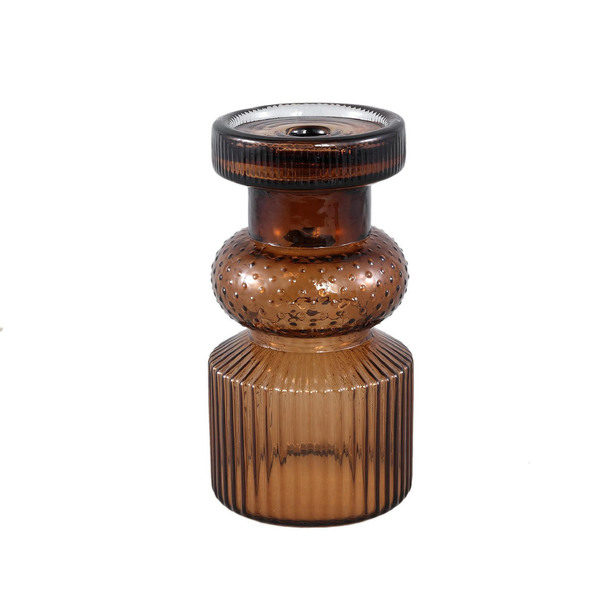 KERZENHALTER Fadri Braun 12/12/22cm - Braun, Glas (12/22/12cm) - PTMD Collection