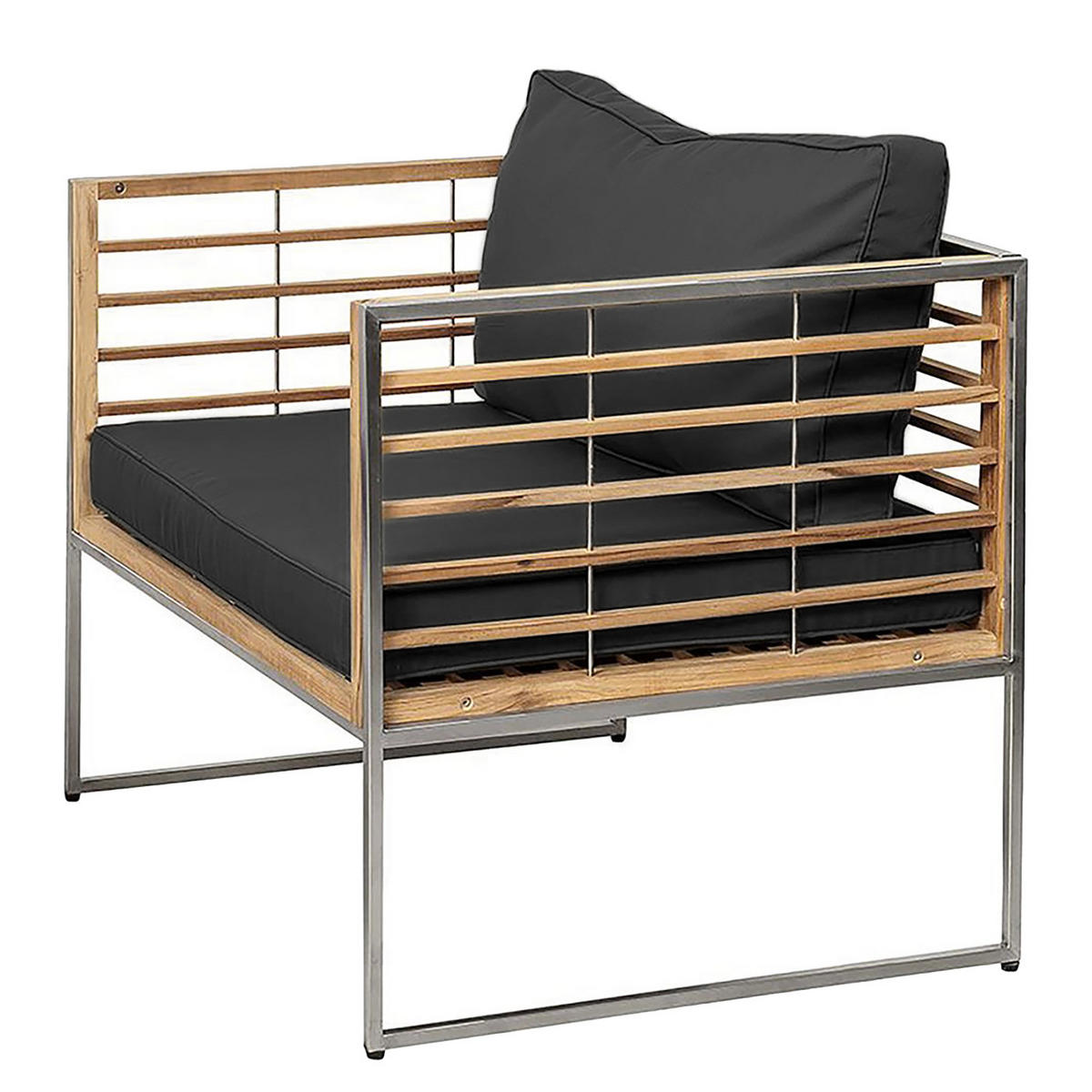 LOUNGESET - 6-teilig - Webstoff / Teak massiv - Anthrazit, Holz/Textil - home24