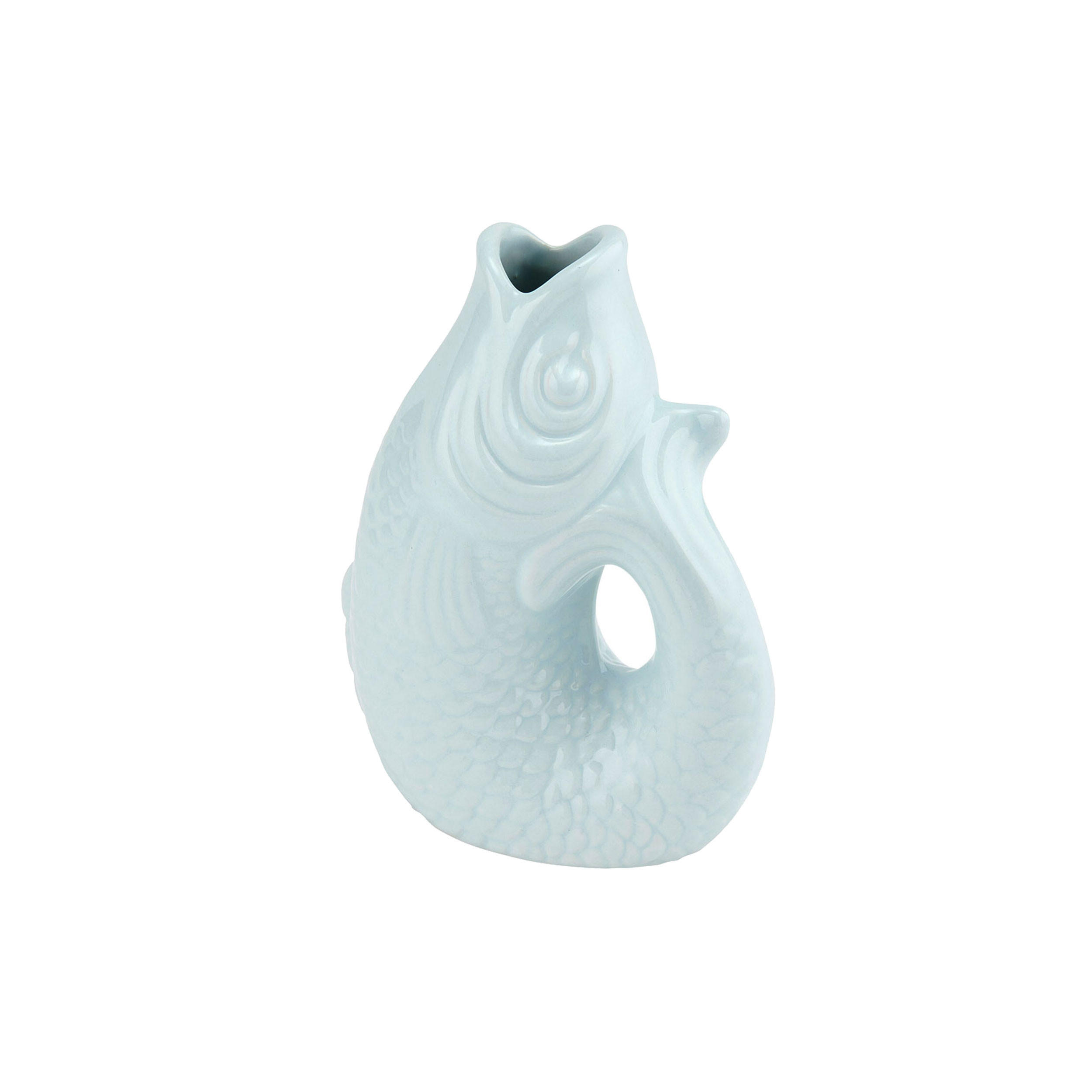 VASE Monsieur Carafon XS, Fisch-Form, Steingut, Blue Horizon, 13 cm - Blau, Keramik (13cm) - Gift Company
