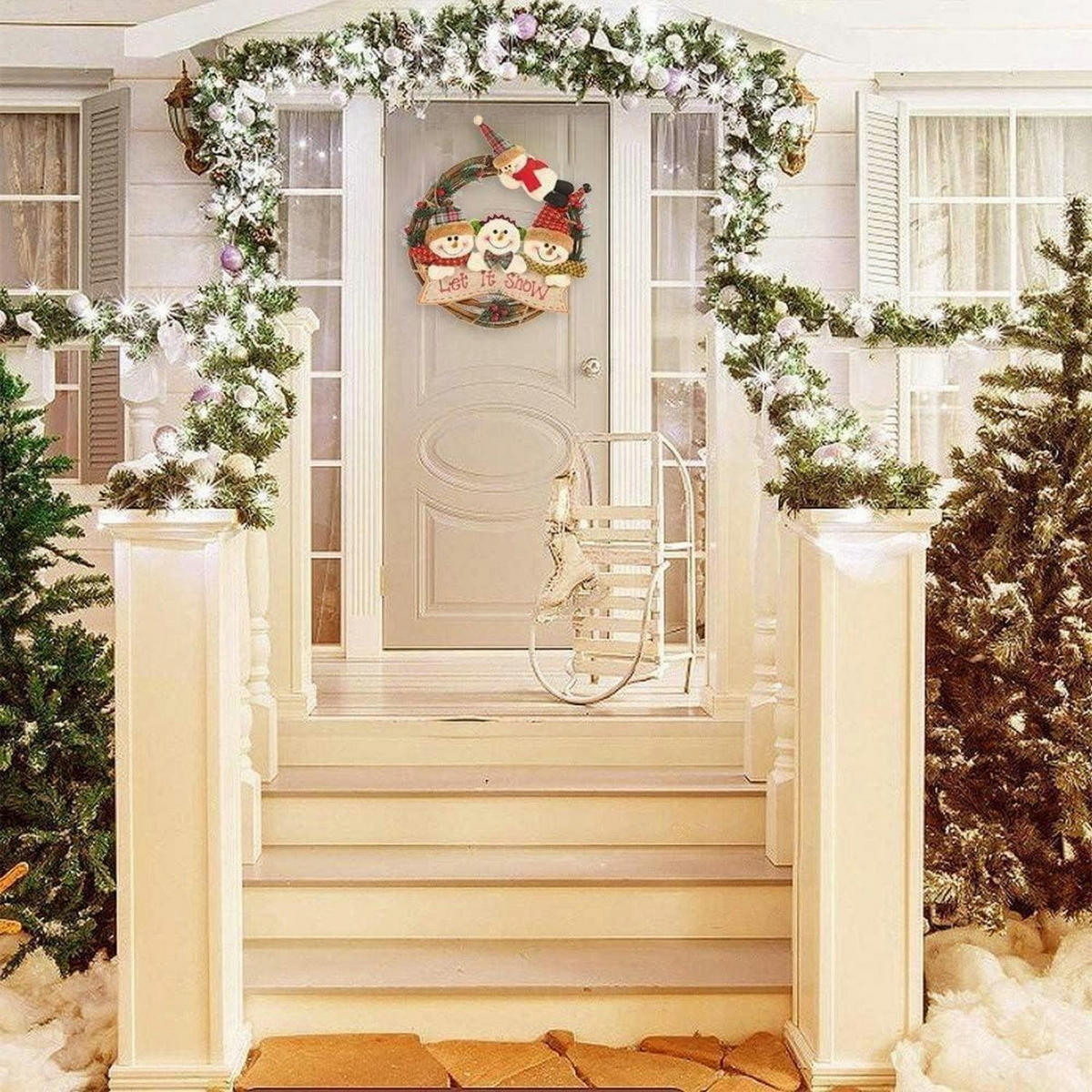 WEIHNACHTSKRANZ mit Plüschfiguren 30 cm - Multicolor, Naturmaterialien (20cm)
