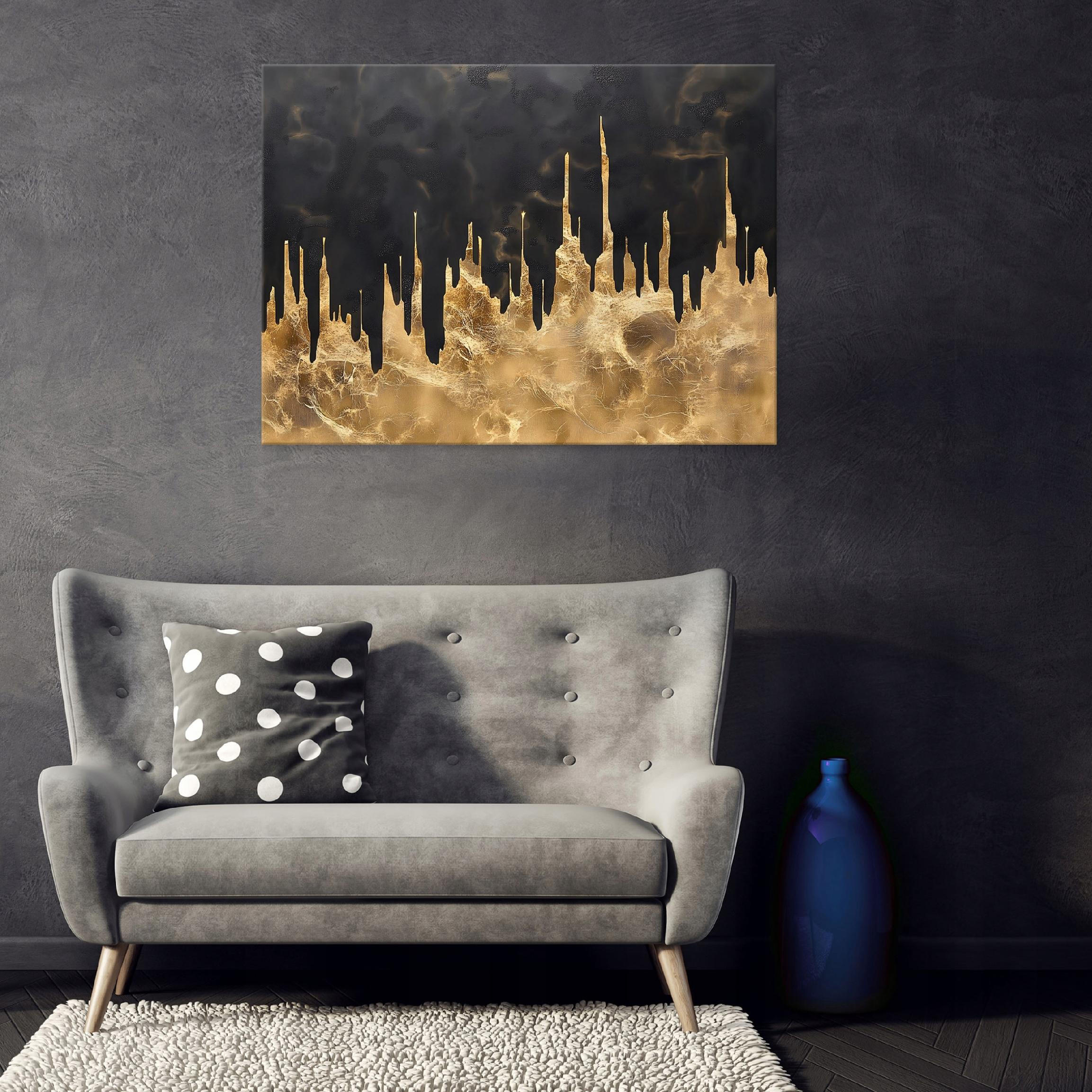 LEINWANDBILD Abstrakt Glamour Gold Wohnzimmer 100x70 - Multicolor, Holzwerkstoff (100/70cm) - Wallarena