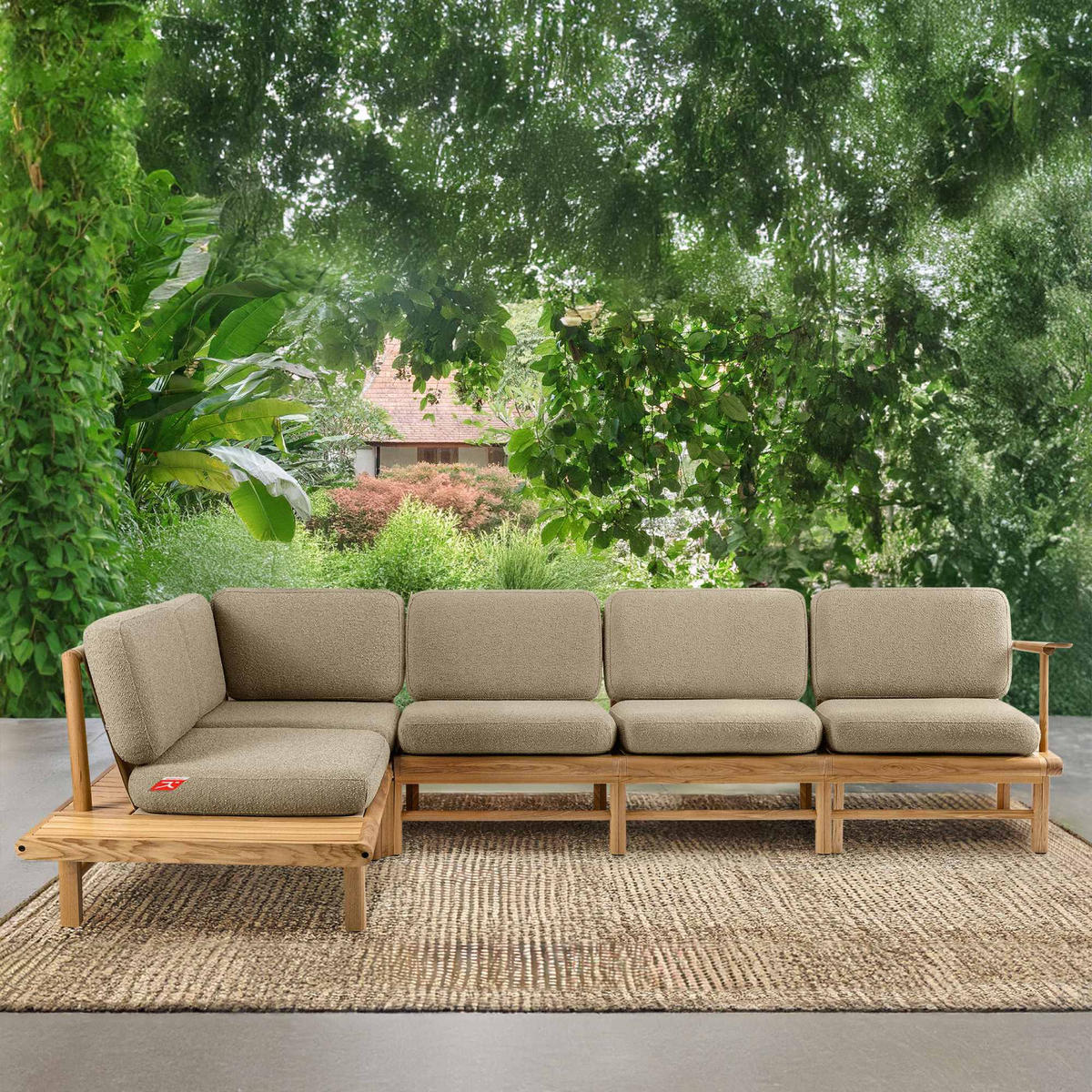 LOUNGESOFA ATREDA links - Beige, Holz/Textil (300/80/175cm) - KONSIMO®