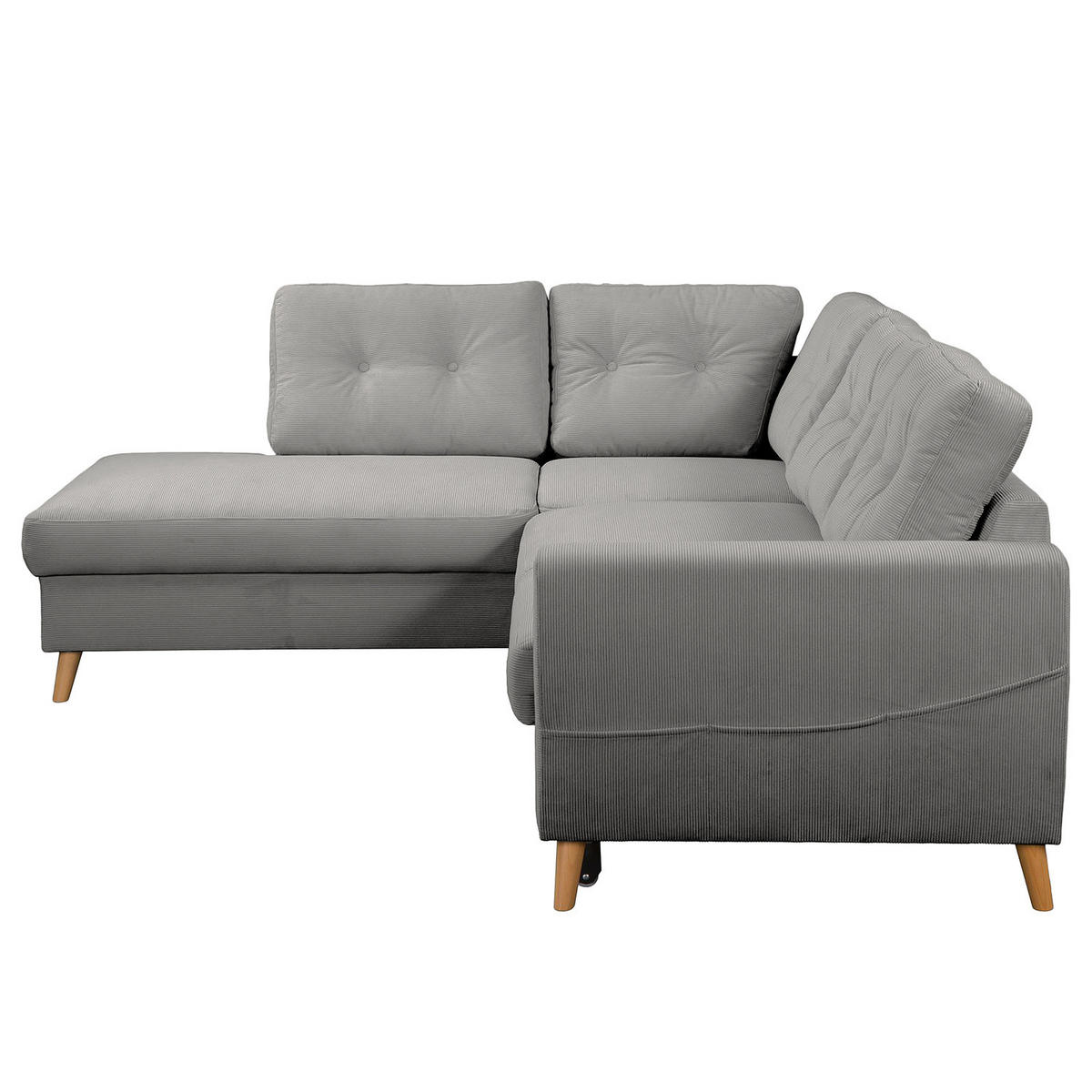 ECKSOFA mit Ottomane - Braun/Grau, Holz/Textil (230/200cm) - home24