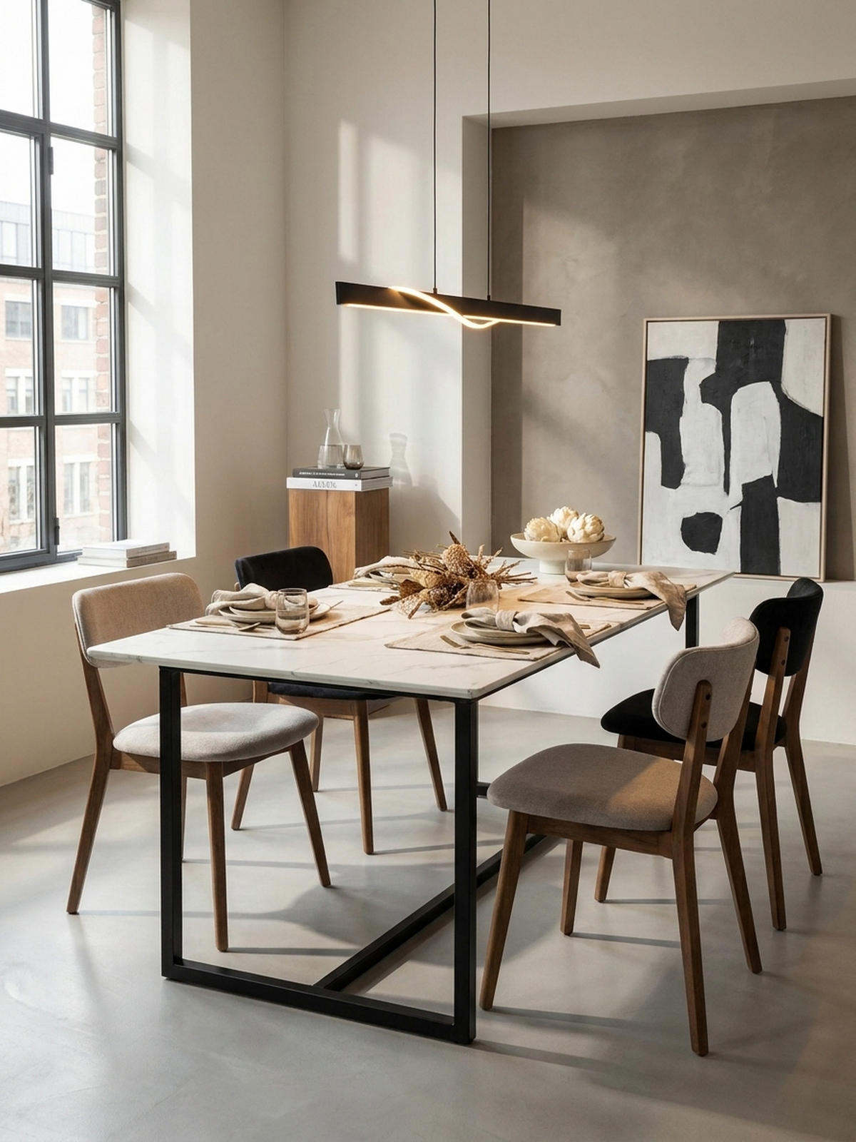 ESSTISCH Marmoroptik Metall Rechteckig Modern Klein, Weiß 180x90x76 cm - Schwarz/Weiß, Holzwerkstoff/Metall (90/180/76cm) - KADIMA DESIGN