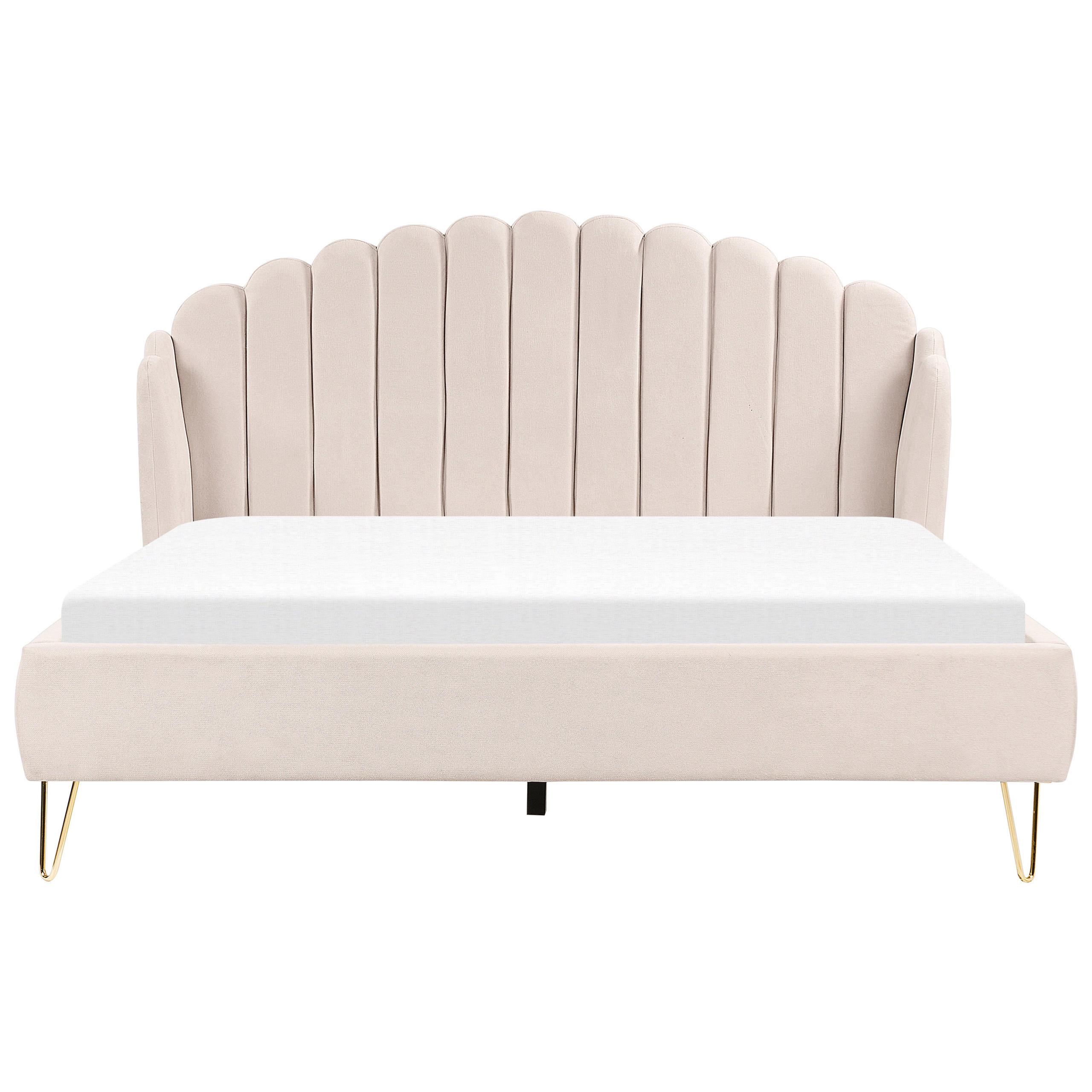 POLSTERBETT 180/200cm Helles Beige Ambillou - Beige, Textil (180/200cm) - Beliani