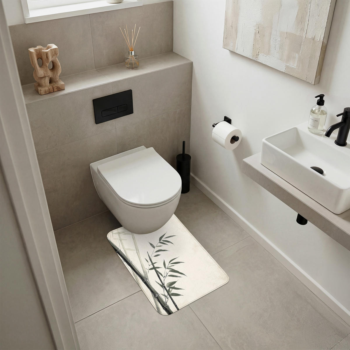 WC PŘEDLOŽKA Japandi - Bambus - béžová 40x60 cm - ecru, textil/plast (40/1cm) - OnlyWow