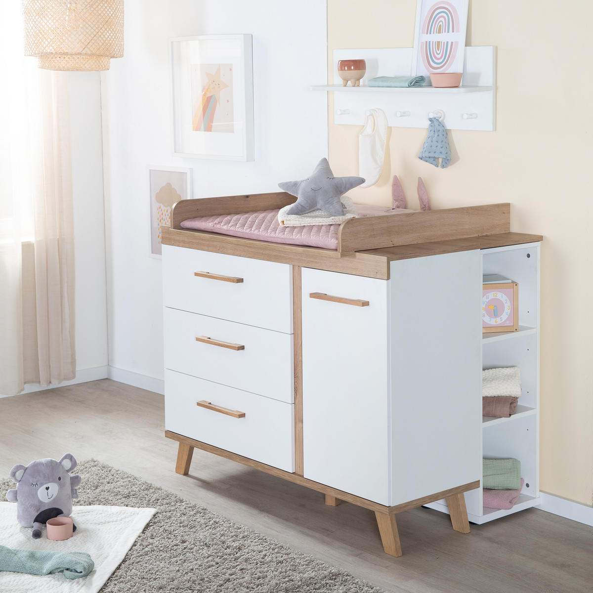 WICKELKOMMODE Smile - Eiche Artisan/Weiß, Holz/Holzwerkstoff (117.5/103/78cm) - Roba